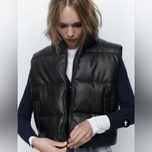 COPY - ZARA - NWOT- Faux Leather Cropped Puffer Vest *Discontinued* - Released …